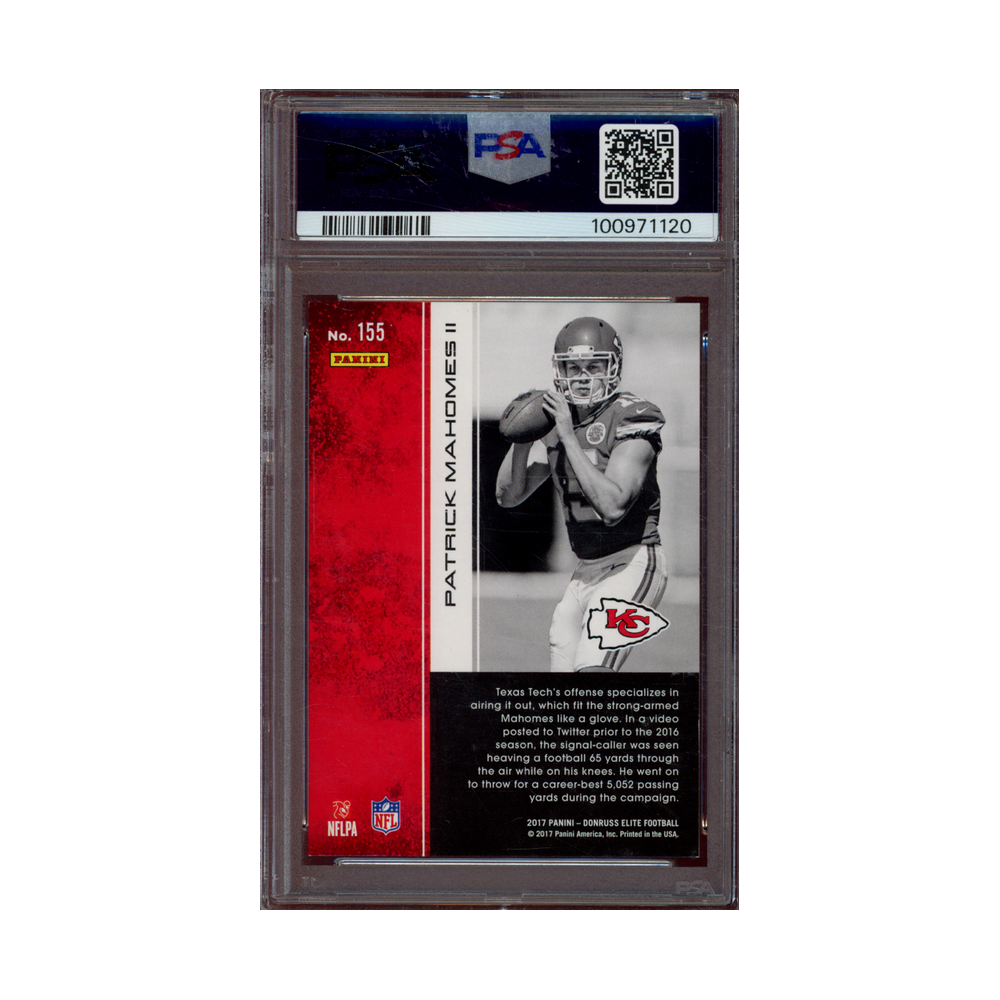 Patrick Mahomes 2017 Panini Donruss Elite Football Rookie Purple /99 PSA 8
