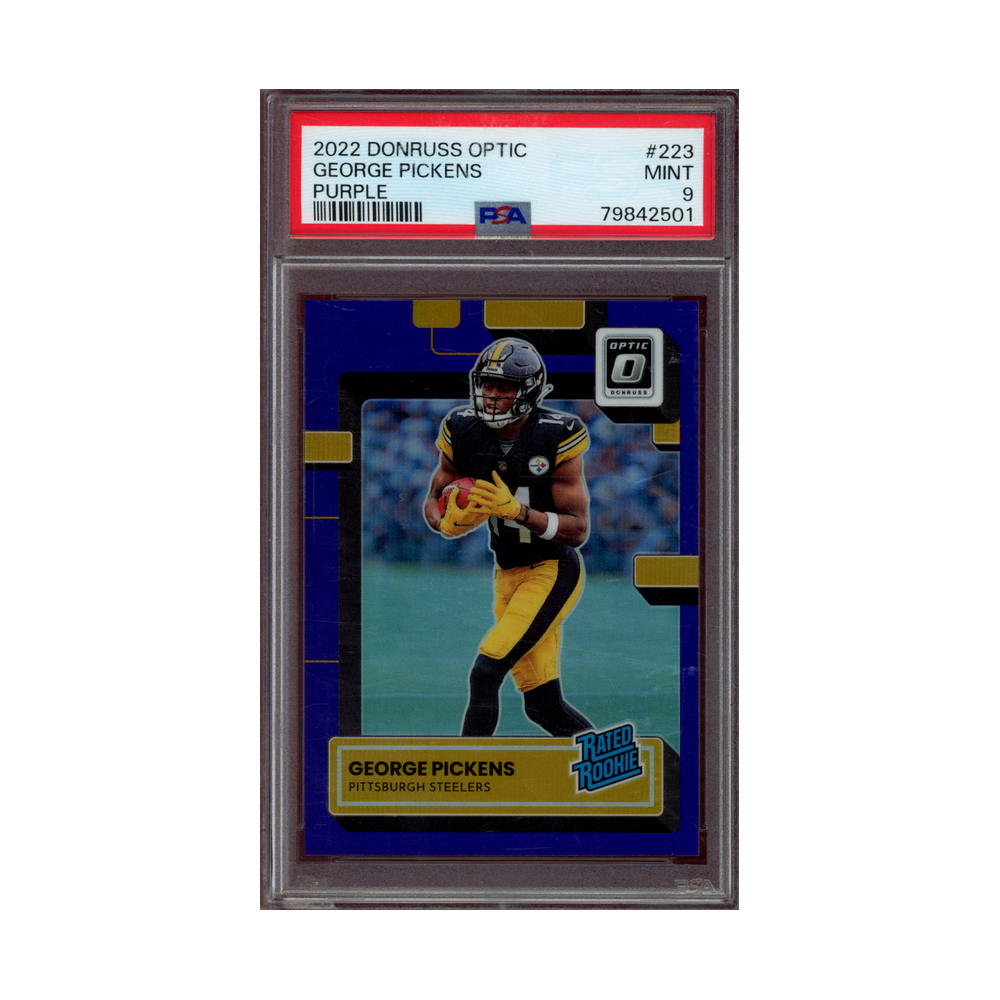 George Pickens 2022 Panini Donruss Optic Football Rated Rookie Purple /50 PSA 9