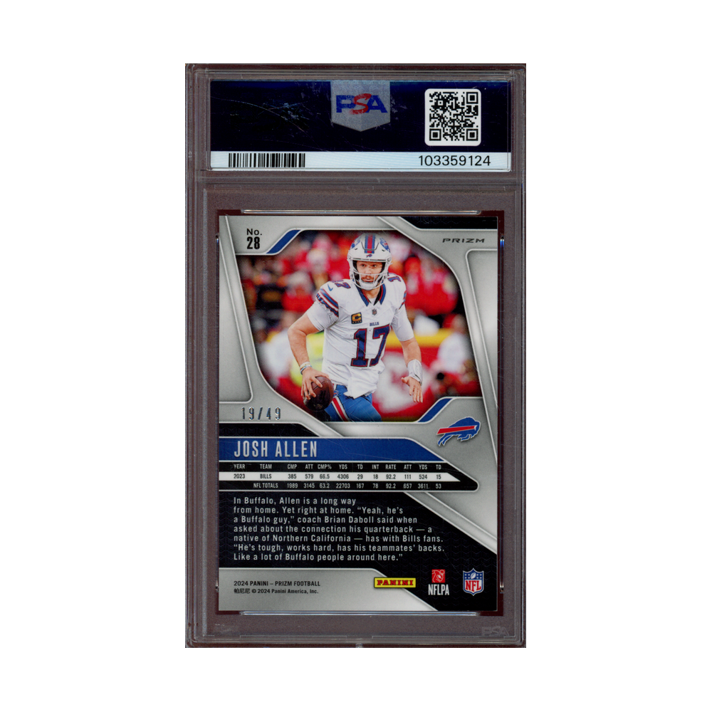 Josh Allen 2024 Panini Prizm Football Purple Power Prizm /49