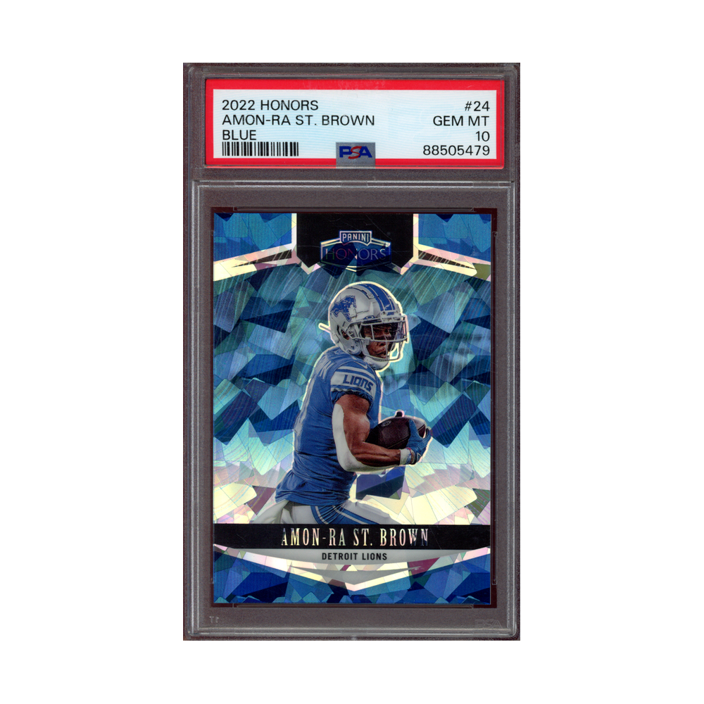 Amon-Ra St. Brown 2022 Panini Honors Blue /15 PSA 10