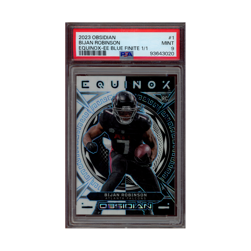 Bijan Robinson 2023 Panini Obsidian Football Equinox Blue Finite Rookie 1/1 PSA 9