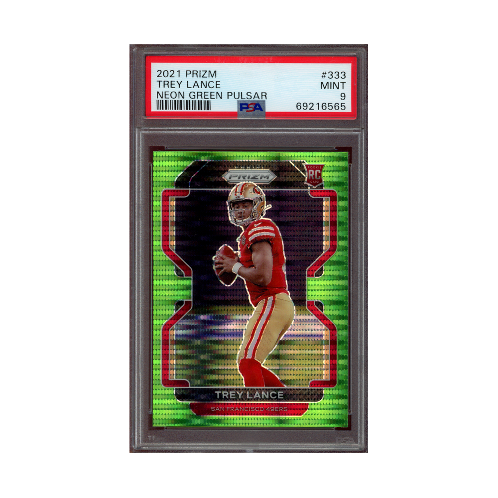 Trey Lance 2021 Panini Prizm Football Neon Green Pulsar Prizm Rookie PSA 9