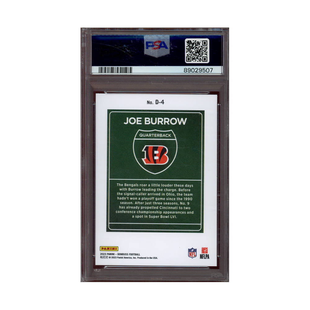 Joe Burrow 2023 Panini Donruss Football Downtown PSA 9