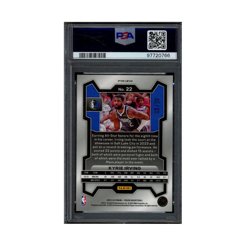 Kyrie Irving 2023 Panini Prizm Basketball Cherry Blossom Choice Prizm /20 PSA 9