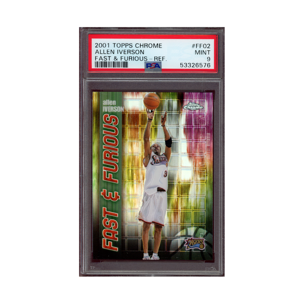 Allen Iverson 2001 Topps Chrome Fast & Furious Refractor PSA 9