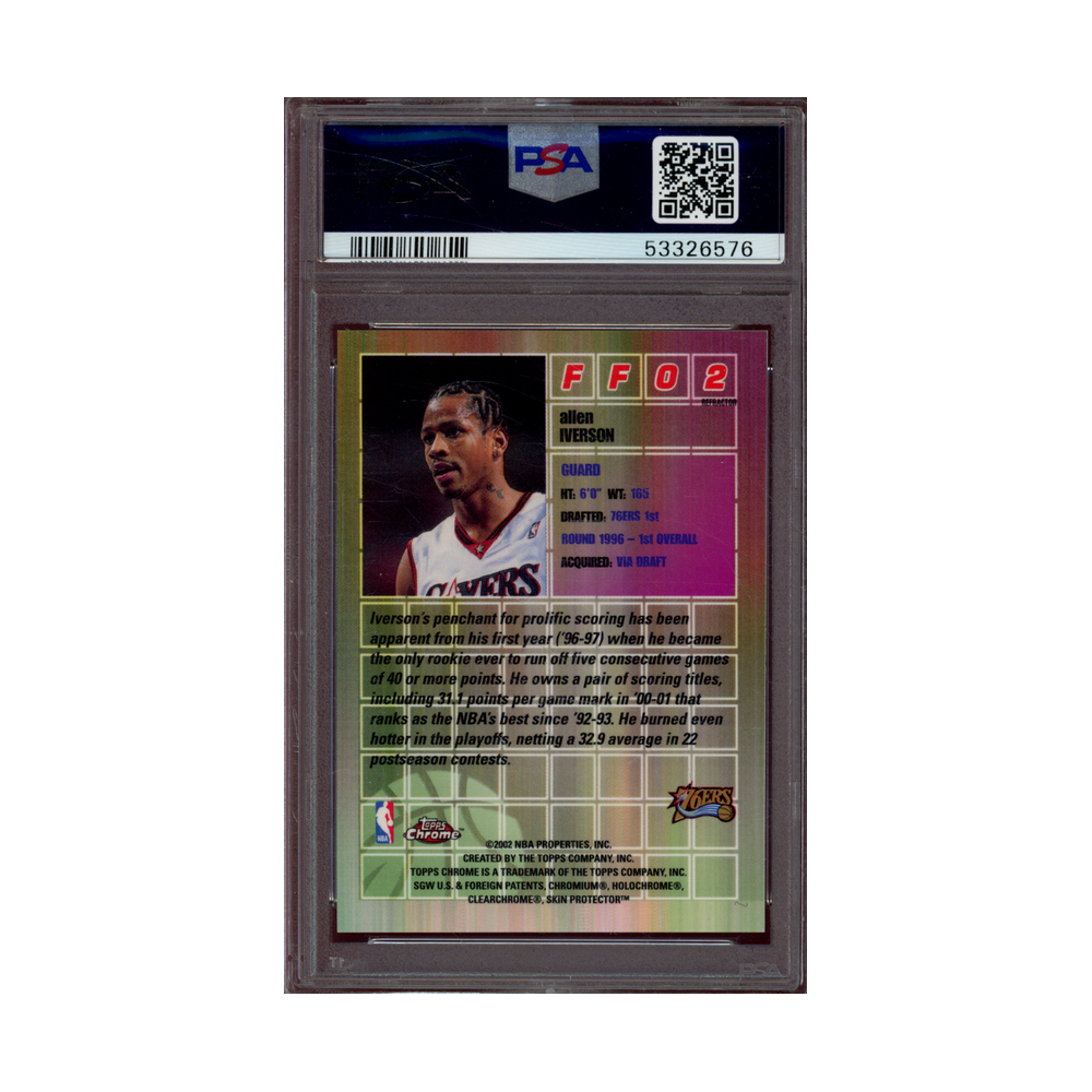 Allen Iverson 2001 Topps Chrome Fast & Furious Refractor PSA 9