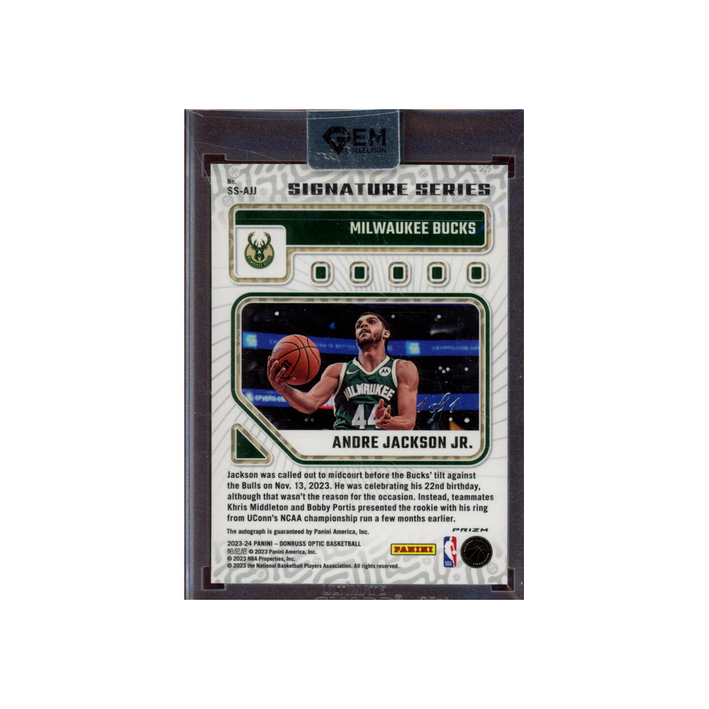 Andre Jackson Jr 2023-24 Panini Donruss Optic Basketball Signature Series Rookie Auto Black 1/1