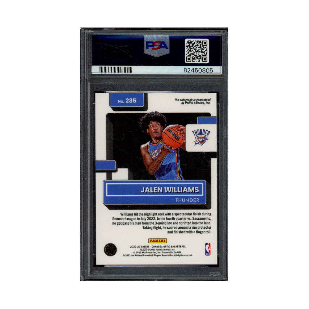 Jalen Williams 2022 Panini Donruss Optic Basketball Rated Rookie Auto PSA 9
