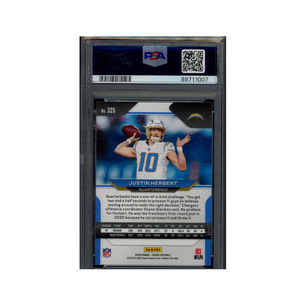 Justin Herbert 2020 Panini Prizm Football Rookie PSA 9