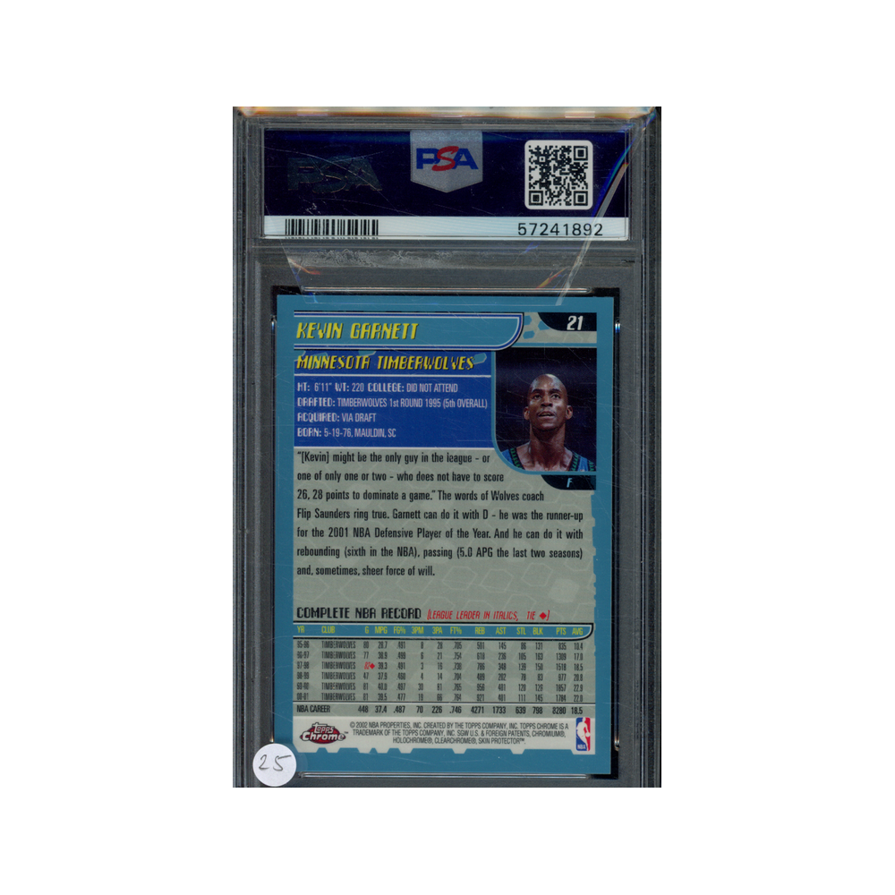 Kevin Garnett 2001 Topps Chrome PSA 10