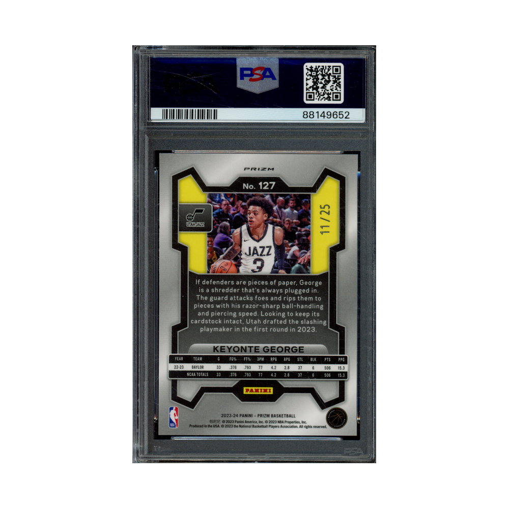 Keyonte George 2023 Panini Prizm Basketball Green Pulsar Prizm Rookie /25 PSA 10