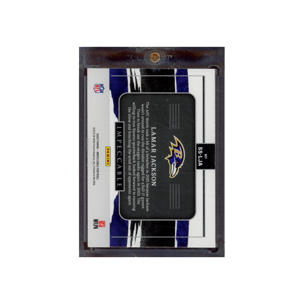Lamar Jackson 2022 Panini Impeccable Football Silver Bar /25