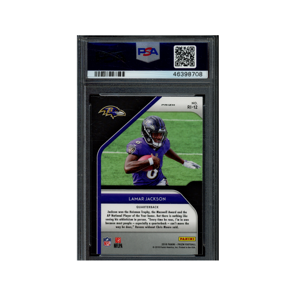 Lamar Jackson 2018 Panini Prizm Football Rookie Introductions Prizm PSA 10