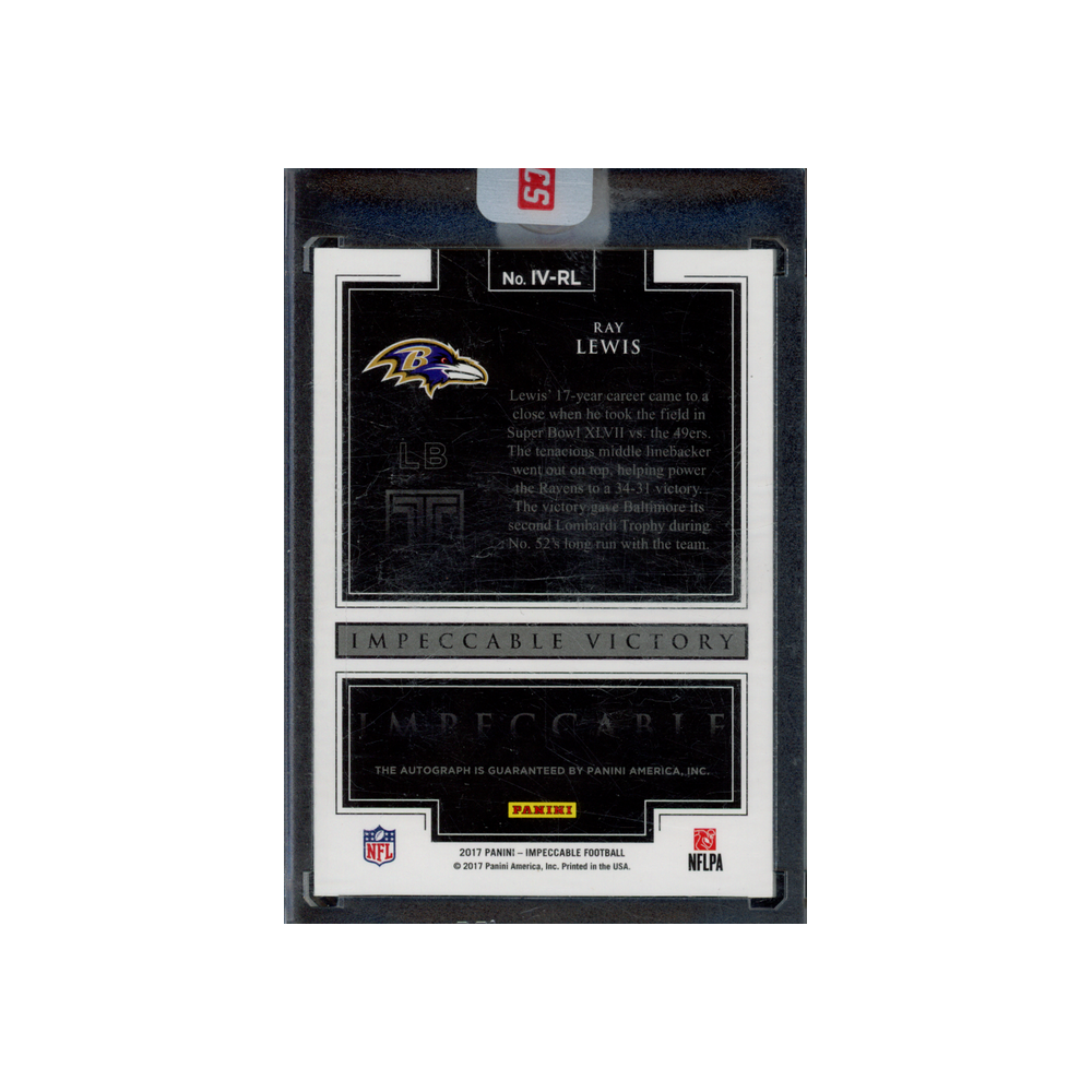 Ray Lewis 2017 Panini Impeccable Football Impeccable Victory Auto /5