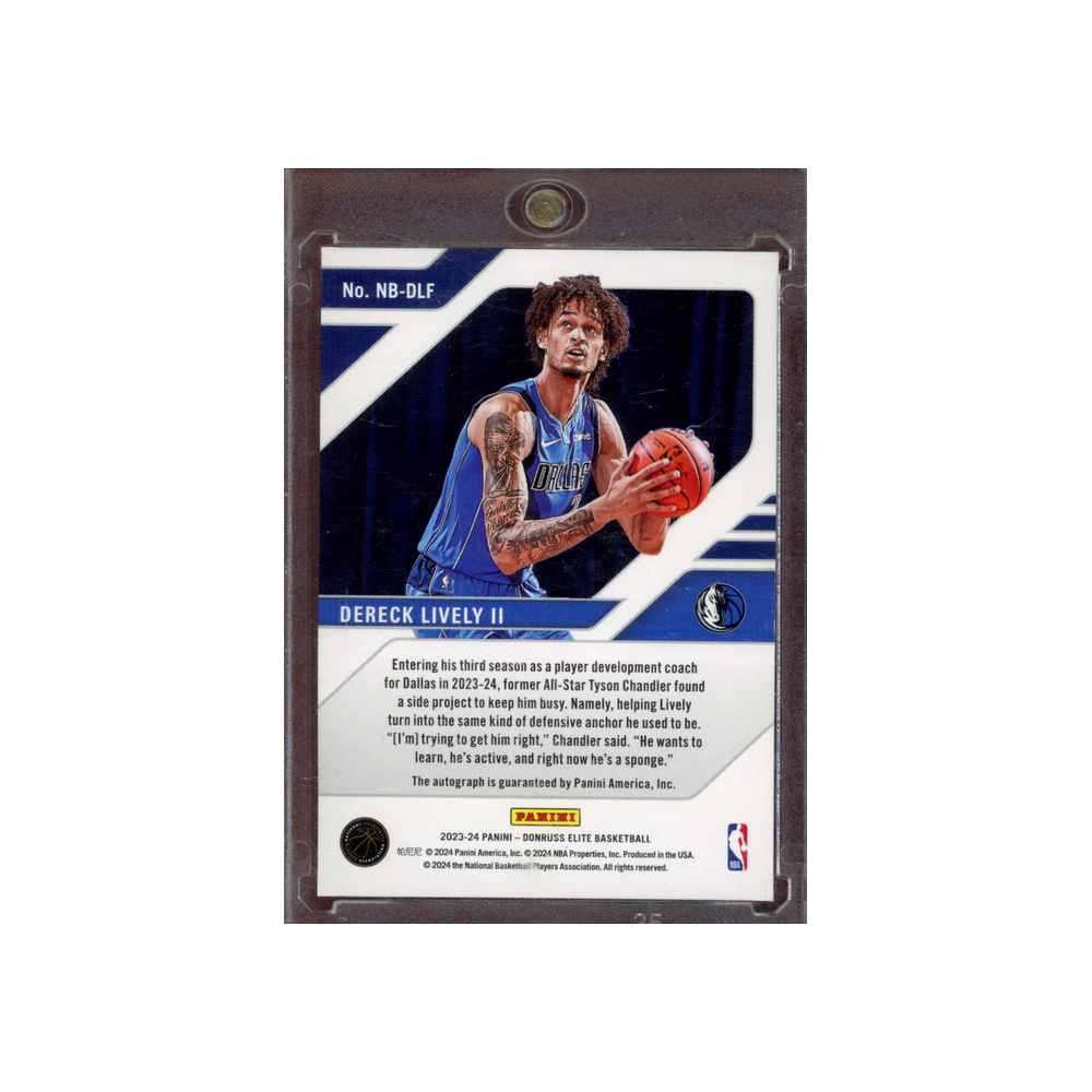 Dereck Lively 2023-24 Panini Donruss Elite Basketball New Breed Rookie Auto Blue /25
