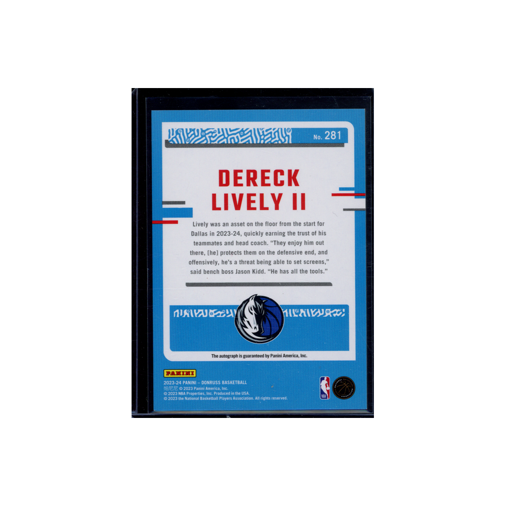 Dereck Lively II 2023-24 Panini Donruss Basketball Rated Rookie Holo Laser Auto /99