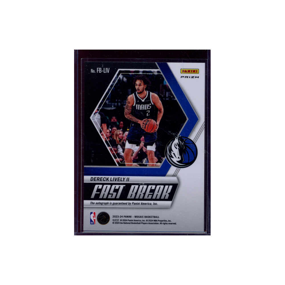 Dereck Lively II 2023-24 Panini Mosaic Basketball Rookie Fast Break Auto