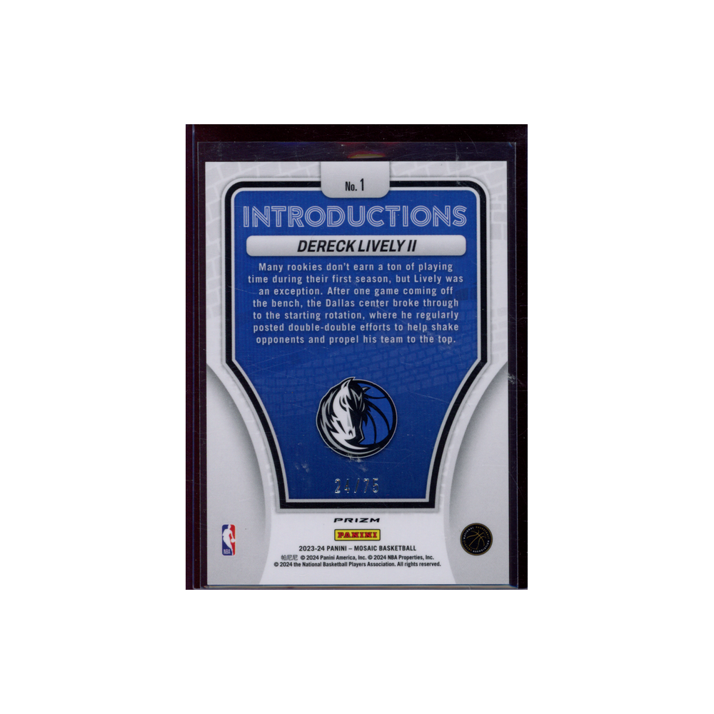 Dereck Lively II 2023-24 Panini Mosaic Introductions /75