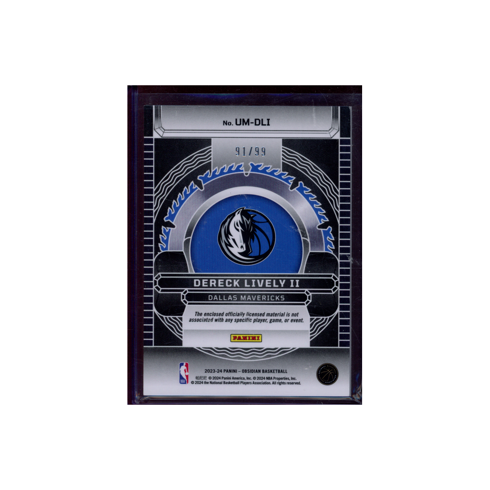 Dereck Lively II 2023-24 Panini Obsidian Basketball Rookie Jersey /99