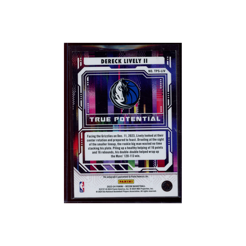 Dereck Lively II 2023-24 Panini Recon Basketball True Potential Rookie Auto /125