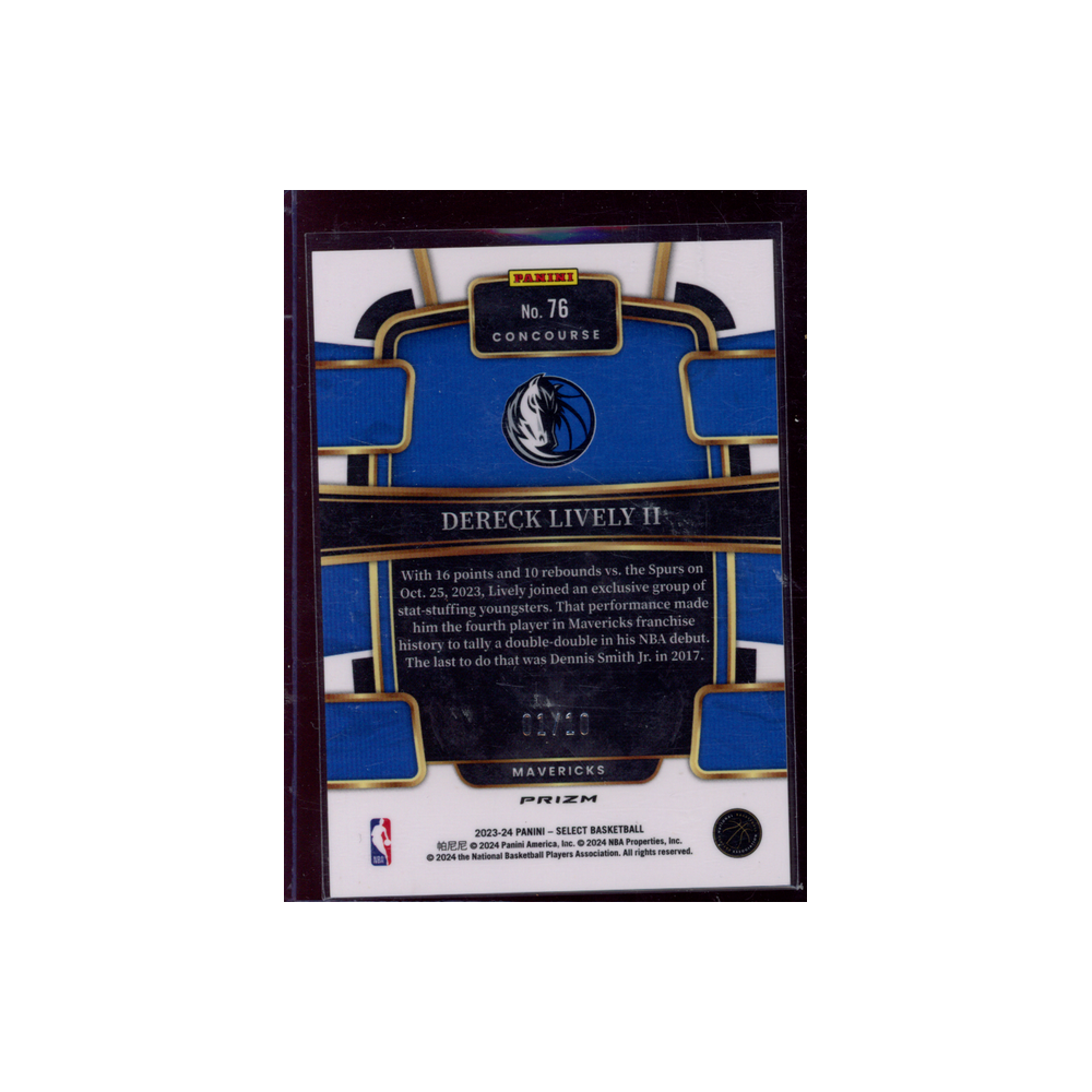 Dereck Lively II 2023-24 Panini Select Basketball Concourse Rookie Gold Flash /10