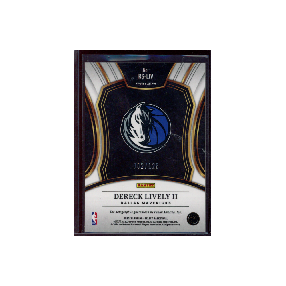 Dereck Lively II 2023-24 Panini Select Basketball Rookie Auto /125