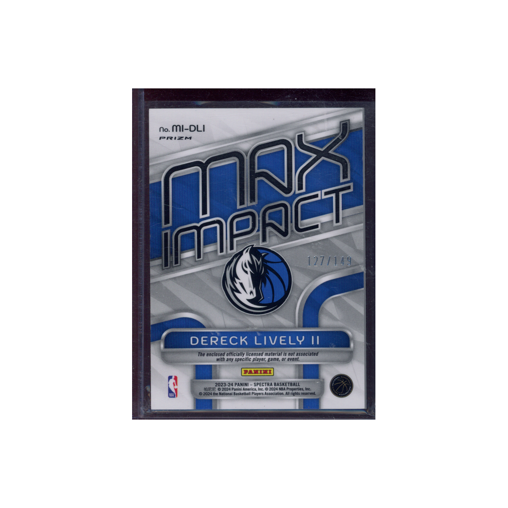 Dereck Lively II 2023-24 Panini Spectra Basketball Rookie Max Impact Jersey /149