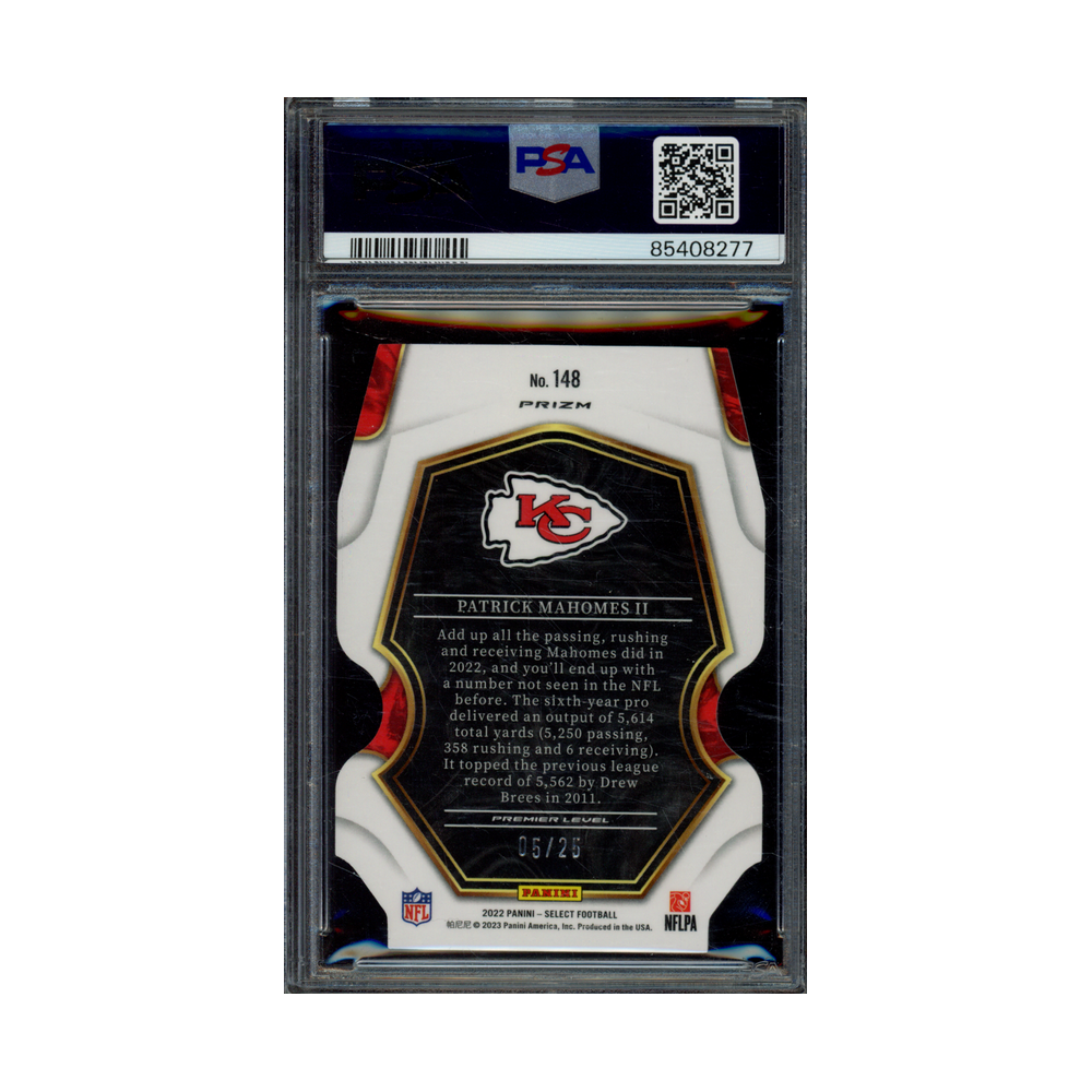 Patrick Mahomes 2022 Panini Select Football Tie-Dye Die-Cut /25 PSA 9