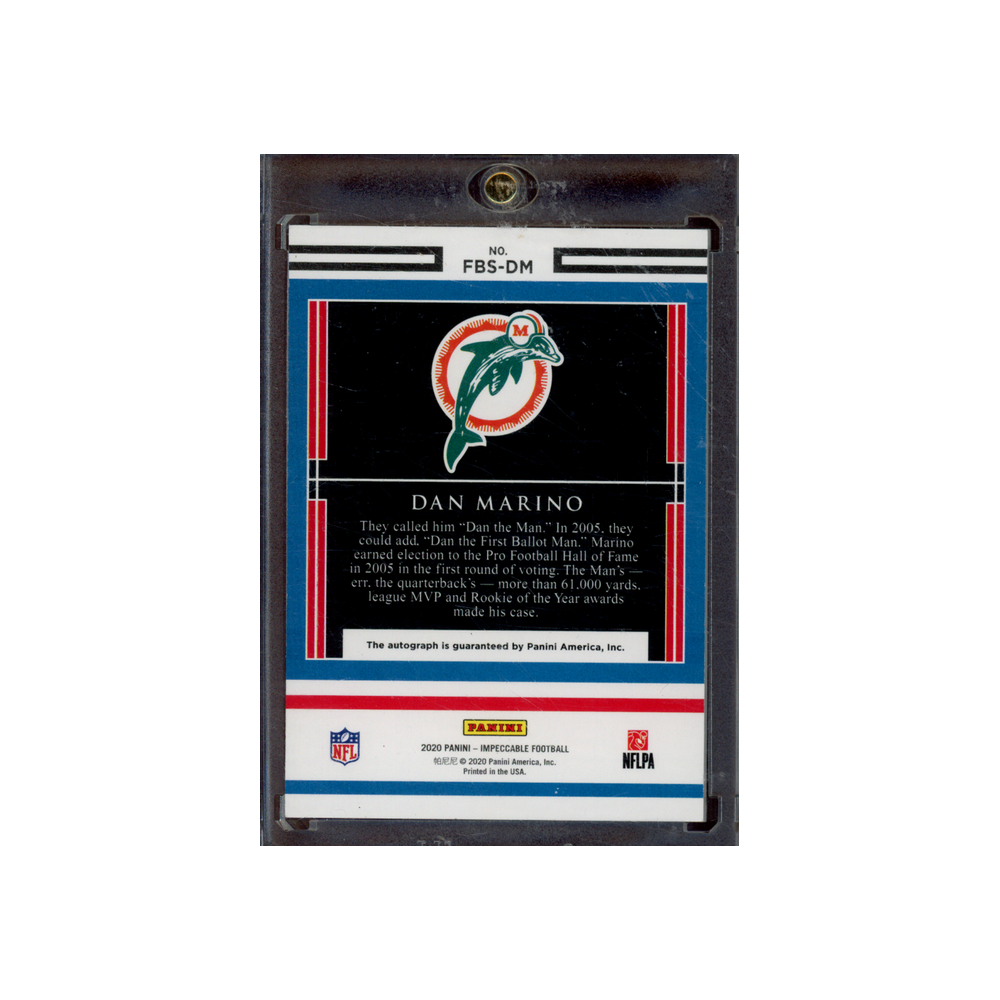 Dan Marino 2020 Panini Impeccable Football First Ballot Signatures Class of 2005 Auto /10