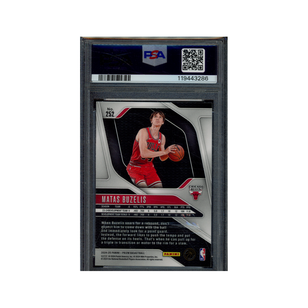 Matas Buzelis 2024 Panini Prizm Basketball Rookie PSA 8
