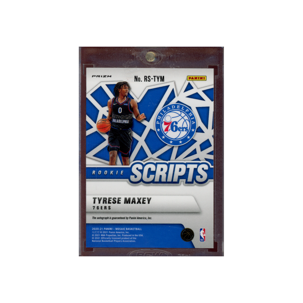 Tyrese Maxey 2020-21 Panini Mosaic Basketball Rookie Scripts Auto Red Wave