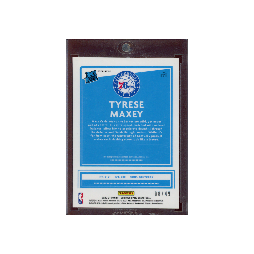 Tyrese Maxey 2020-21 Panini Donruss Optic Basketball Rated Rookie Auto Blue /49