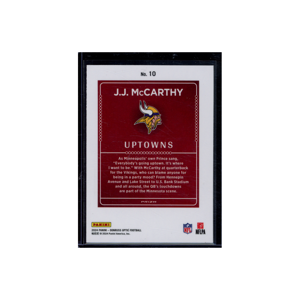 JJ McCarthy 2024 Panini Donruss Optic Football Rookie Uptowns