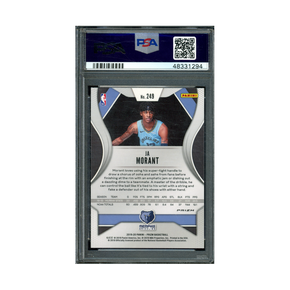 Ja Morant 2019 Panini Prizm Basketball Ruby Wave Prizm Rookie PSA 9