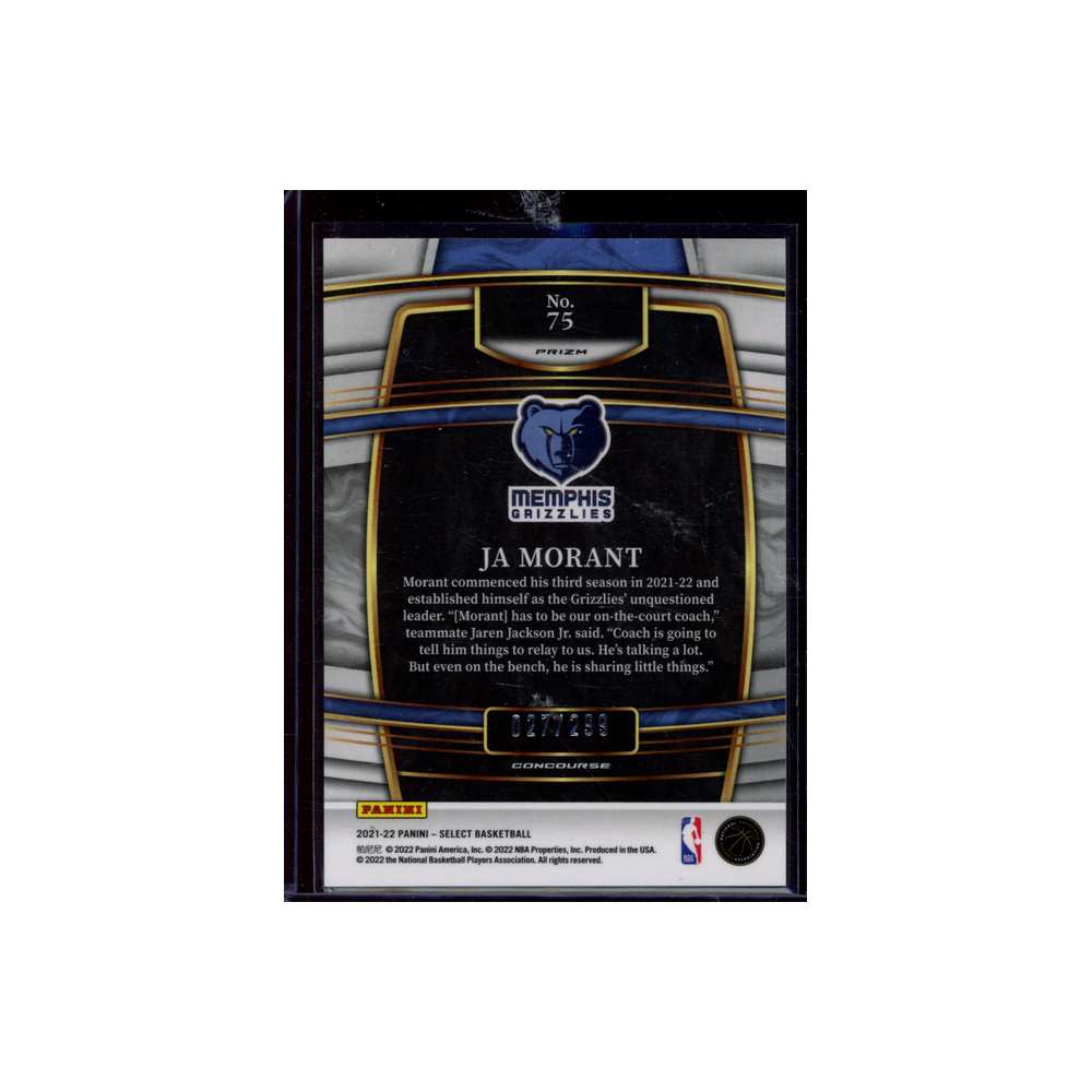 Ja Morant 2021-22 Panini Select Basketball Light Blue /299