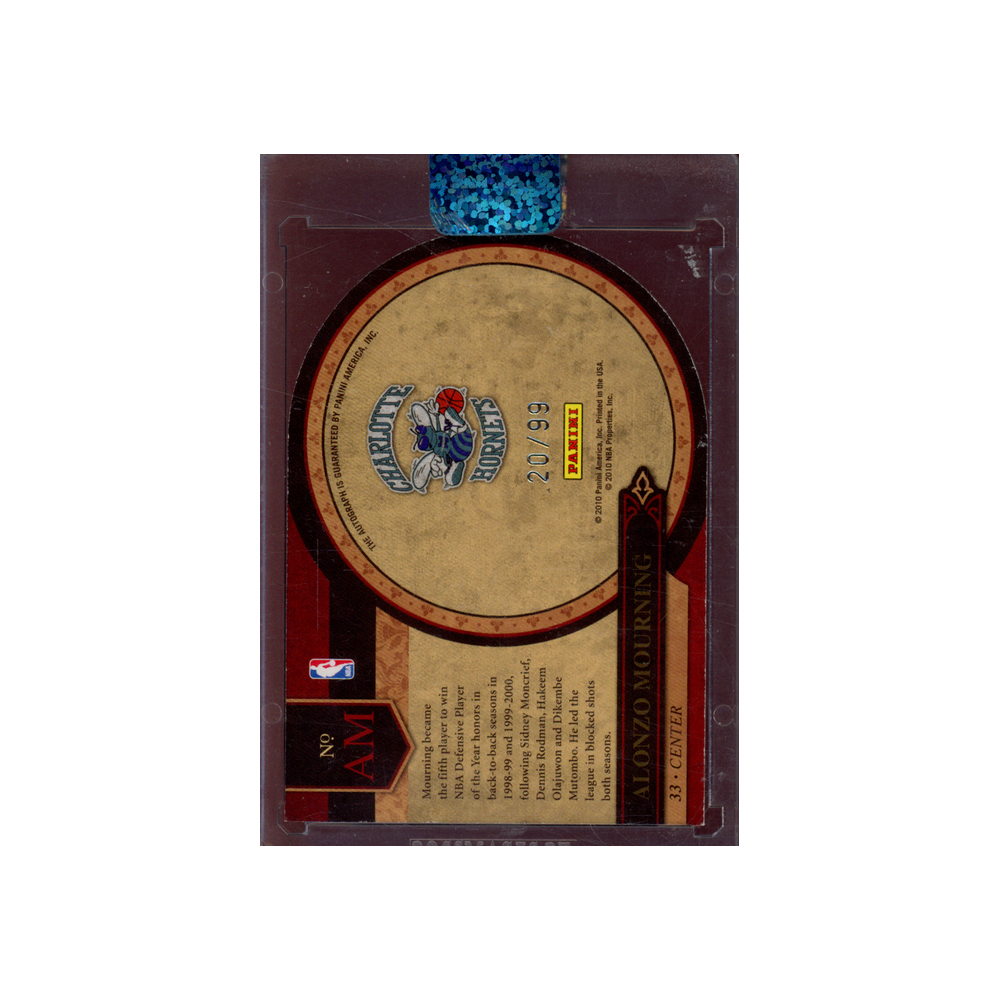Alonzo Mourning 2010 Panini Crown Royale Majestic Signatures Auto /99