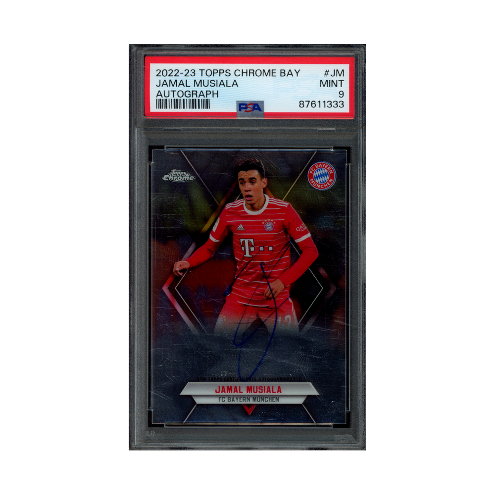 Jamal Musiala 2022-23 Topps Chrome Bayern Auto /75 PSA 9