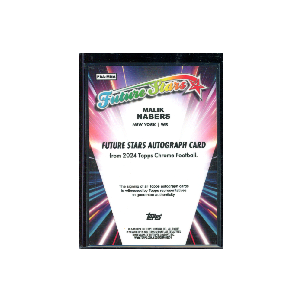 Malik Nabers 2024 Topps Chrome Football Future Stars Rookie Auto Red Refractor /5