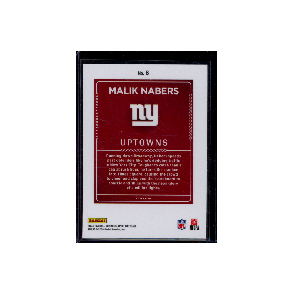 Malik Nabers 2024 Panini Donruss Optic Football Uptowns Rookie