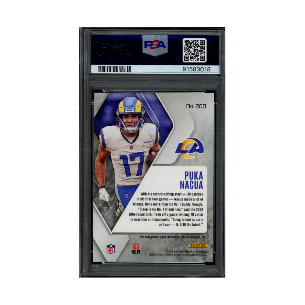 Puka Nacua 2023 Panini Phoenix Football Rookie Auto Silver PSA 10