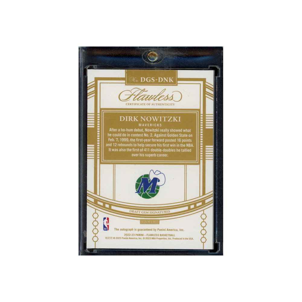 Dirk Nowitzki 2022-23 Panini Flawless Basketball Auto Purple /3