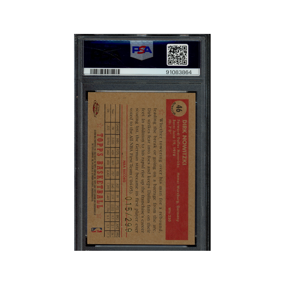 Dirk Nowitzki 2005 Topps 1952 Style Chrome Refractor /299 PSA 9