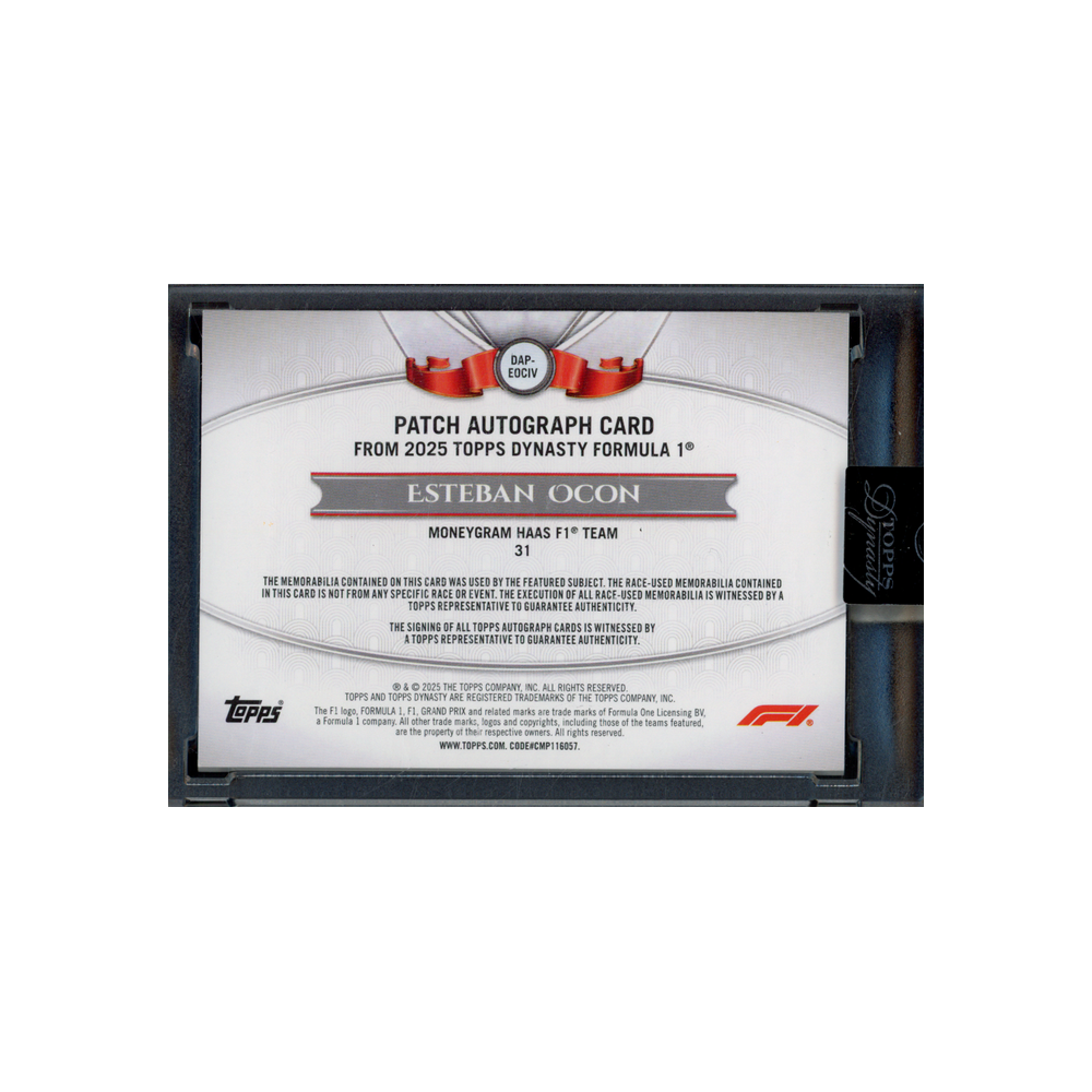 Esteban Ocon 2025 Topps Dynasty Patch Auto /10