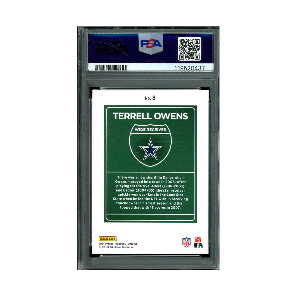 Terrell Owens 2024 Panini Donruss Downtown PSA 10