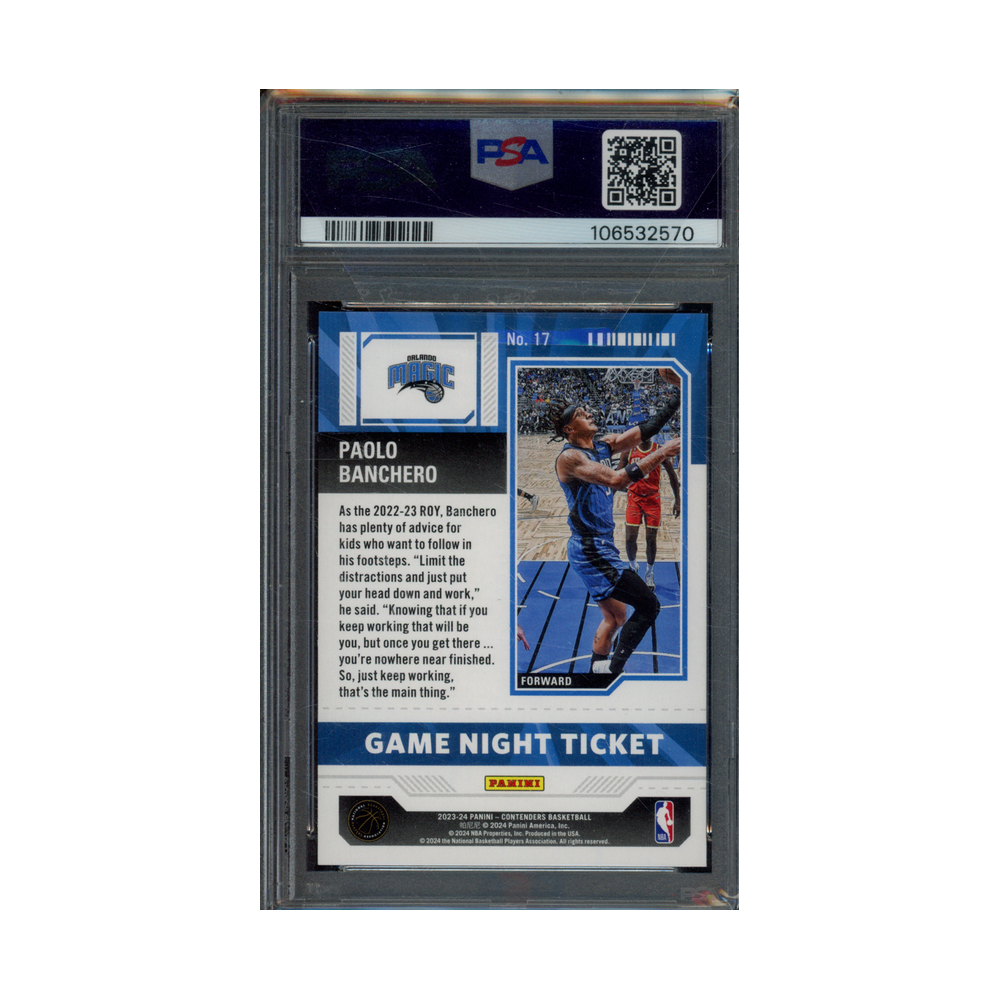 Paolo Banchero 2023 Panini Contenders Basketball Game Night Ticket Championship Edition 1/1 PSA