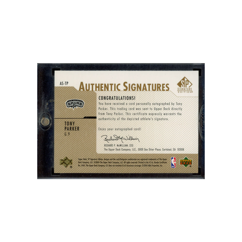 Tony Parker 2004 Upper Deck SP Signature Edition Authentic Signatures Gold Auto /50