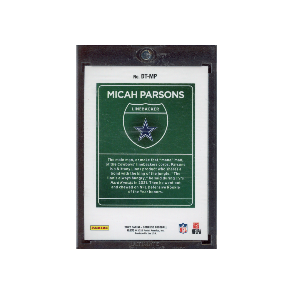 Micah Parsons 2022 Panini Donruss Football Downtown