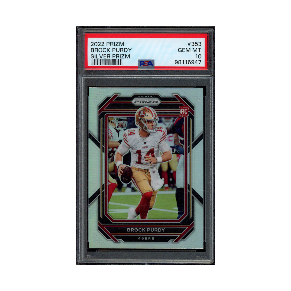 Brock Purdy 2022 Panini Prizm Football Silver Prizm Rookie PSA 10