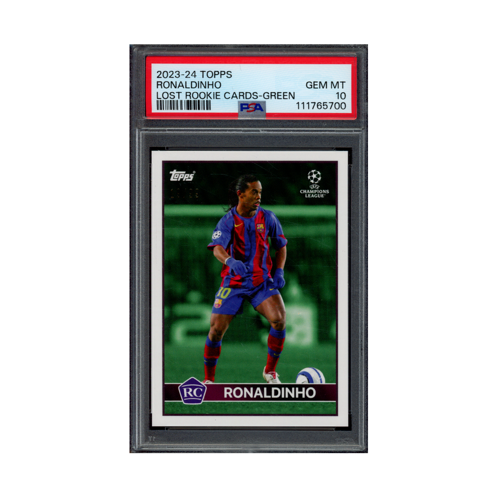 Ronaldinho 2023-24 Topps Lost Rookie Cards Green /99 PSA 10