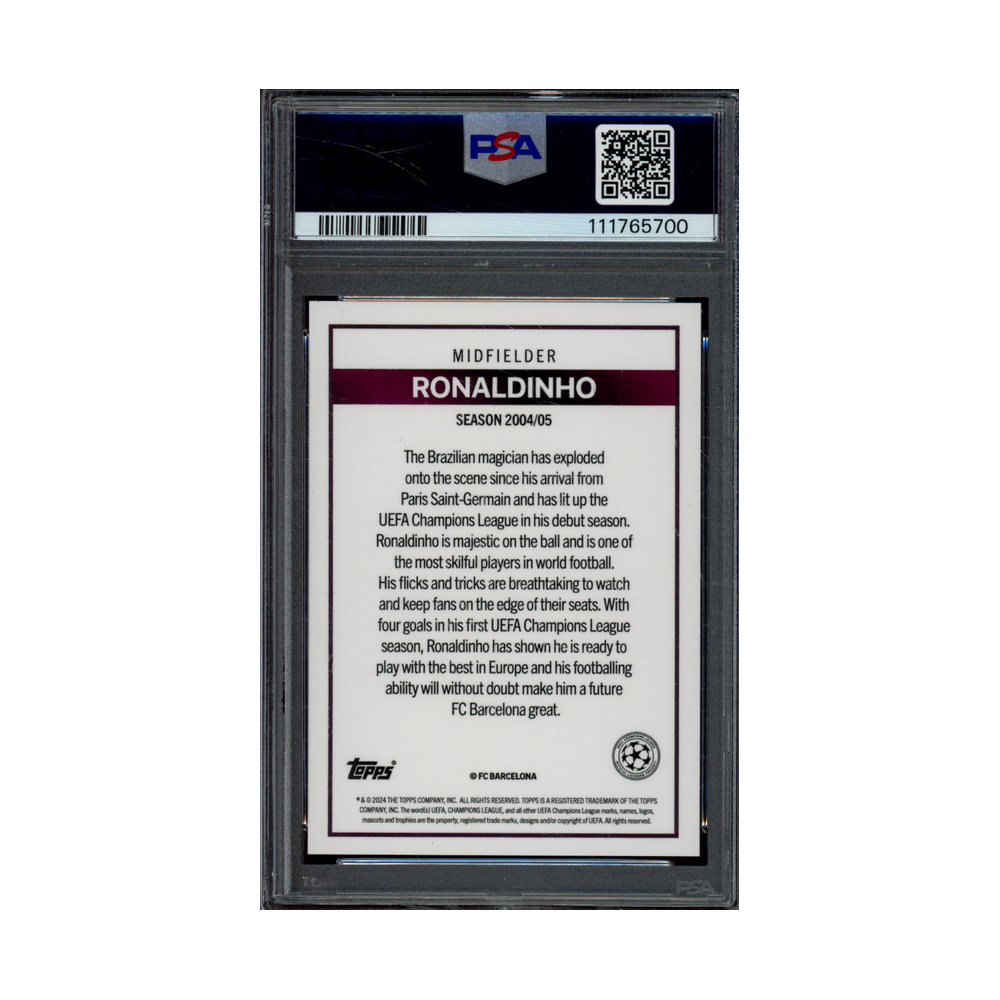 Ronaldinho 2023-24 Topps Lost Rookie Cards Green /99 PSA 10
